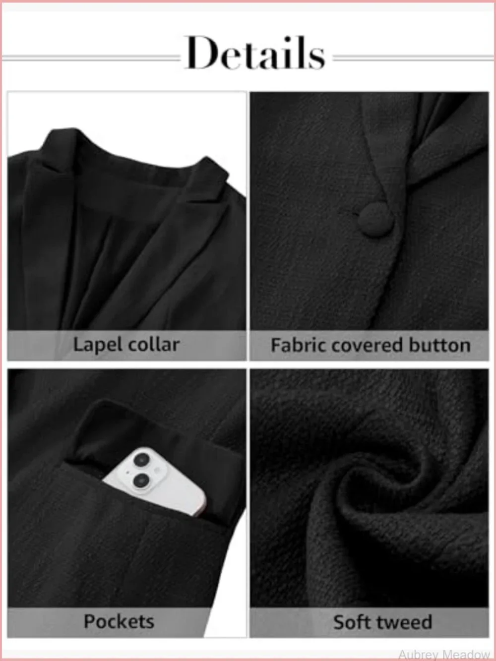 Tweed Blazer Jacket Women Business Casual Work Suits Office Professional Long
